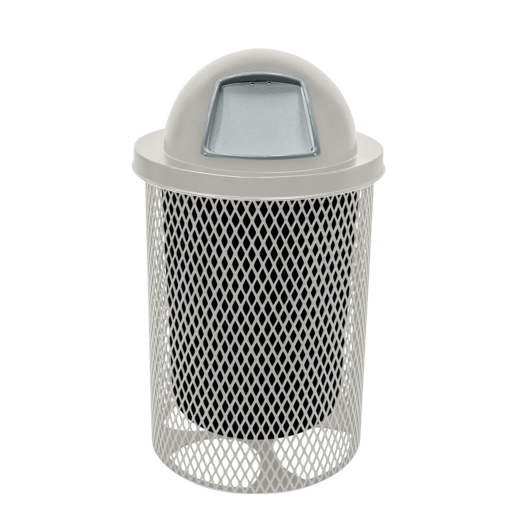 COATEDOUTDOORFURNITURE RDT-TXTGRY Heavy Duty 32 Gallon Round Trash Receptacle, Liner Included