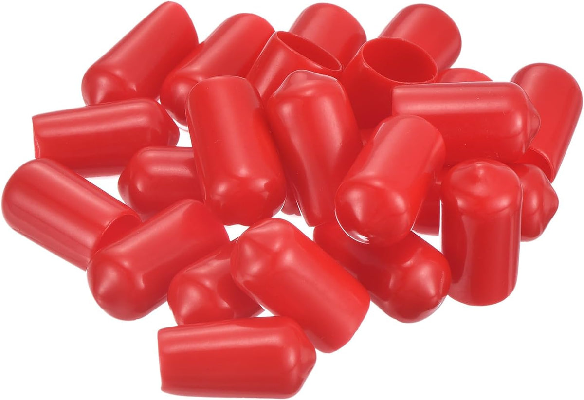 uxcell 20pcs Rubber End Caps 10.5mm ID Vinyl Round Tube Bolt Cap Cover Thread Protectors Red