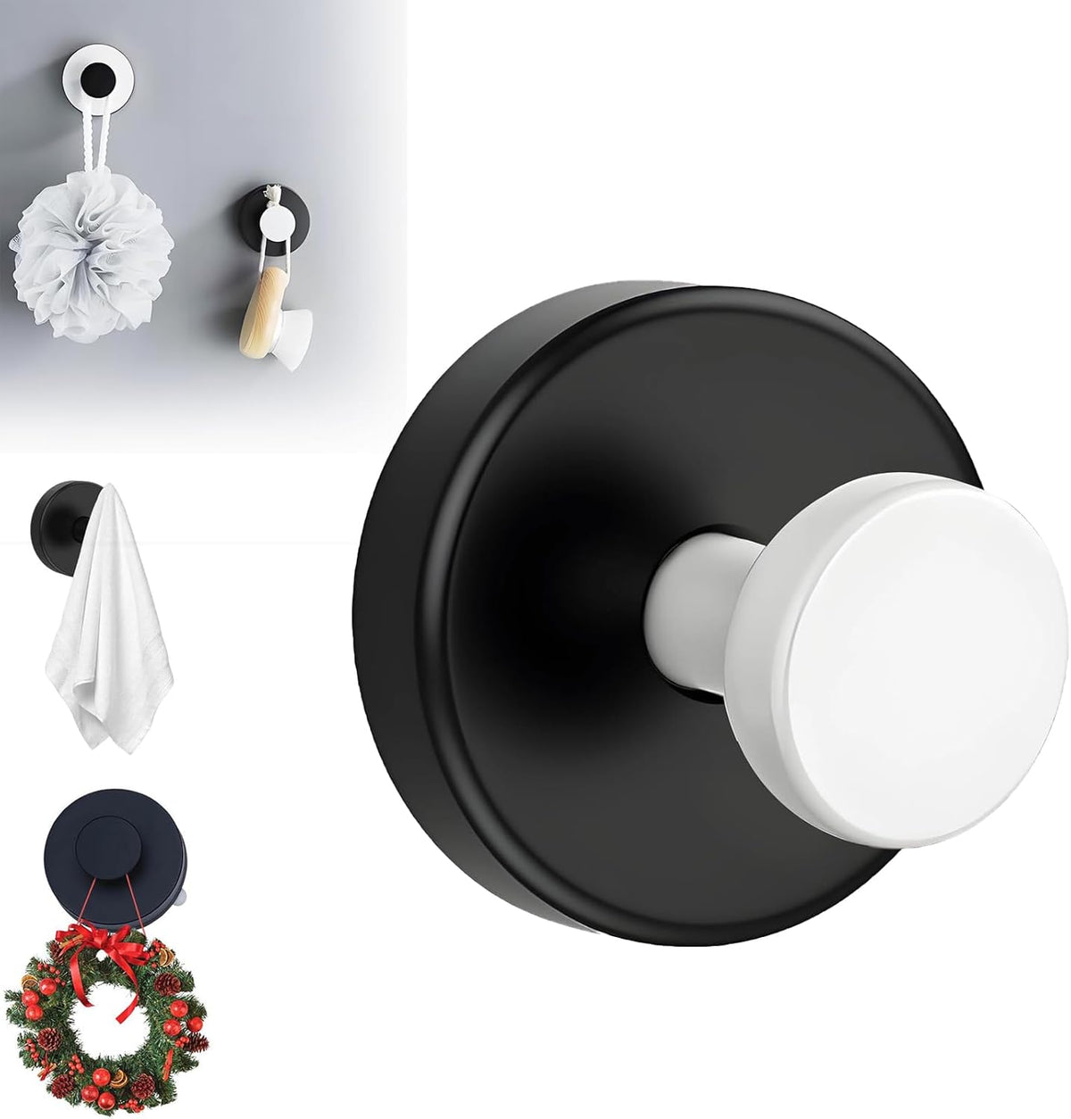 Suction Cup Hooks for Wreaths, 2025 New No Drill Suction Cup Hooks on Glass, Wreath Hanger for