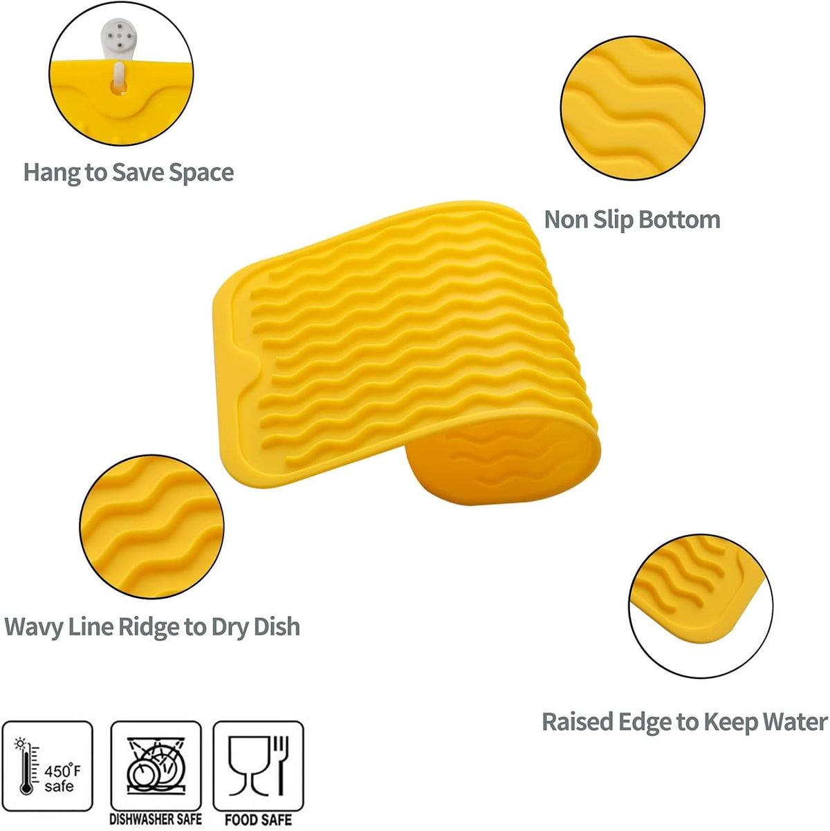 Silicone Dish Drying Mat for Multiple Usage,Easy clean,Eco-friendly,Heat-resistant Silicone Mat for