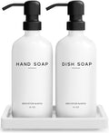 White Glass Hand and Dish Soap Dispenser Set by Brighter Barns - Kitchen Soap Dispenser Set with