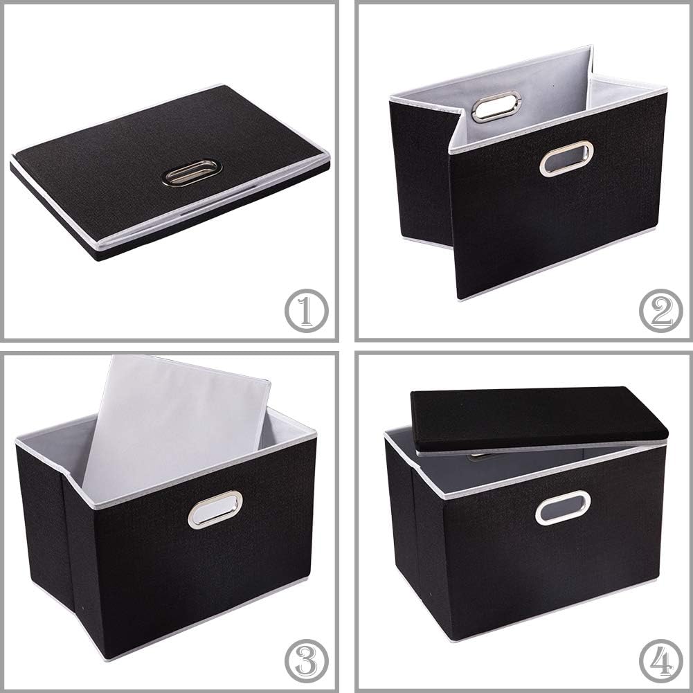 PRANDOM Large Foldable Storage Boxes with Lids [3-Pack] Fabric Collapsible Storage Bins Organizer