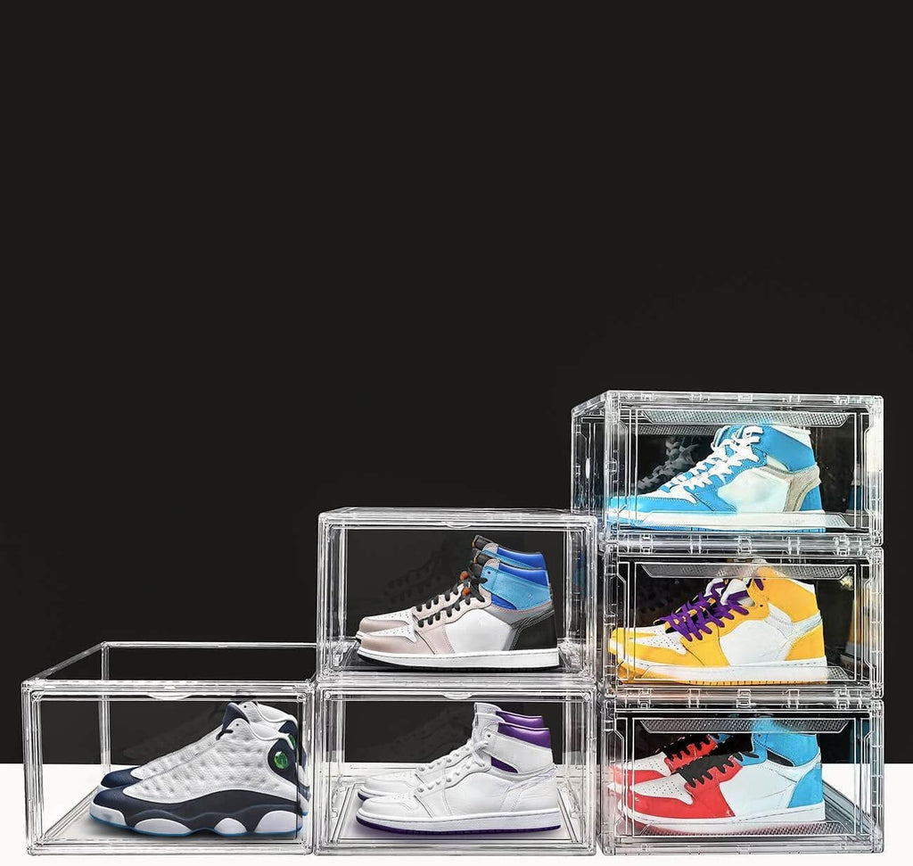 KDOR Shoe Boxes Clear Plastic Stackable 3 Pack Shoe Storage for Sneakerheads, Shoe Display Case