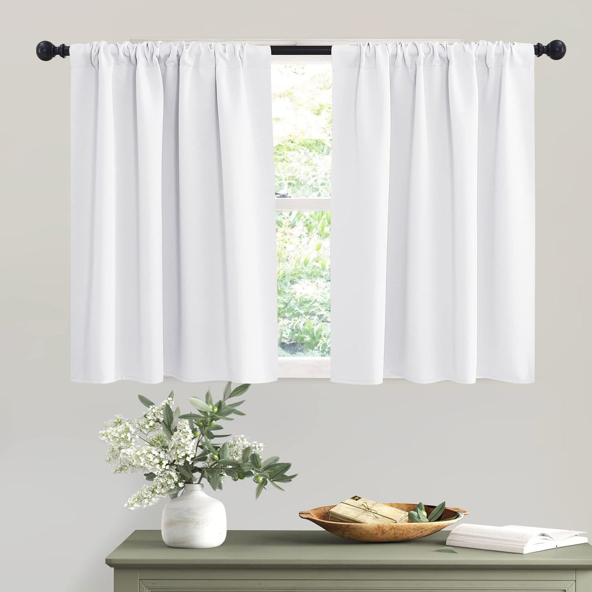 RYB HOME Curtains for Bedroom 63 inches Long, Blackout Thermal Insulating Window Treatment Drapes