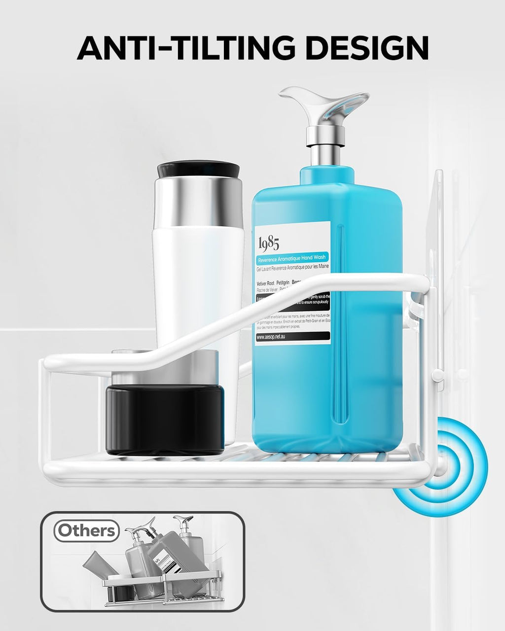 Nieifi Shower Caddy Shelf with Hooks Storage Rack Organizer Adhesive Stainless Steel Without
