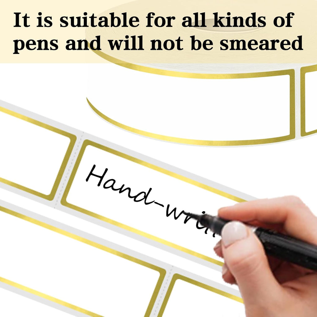 500 Golden Border Removable Freezer Labels Water Oil Resistant with Perforation Line for Food