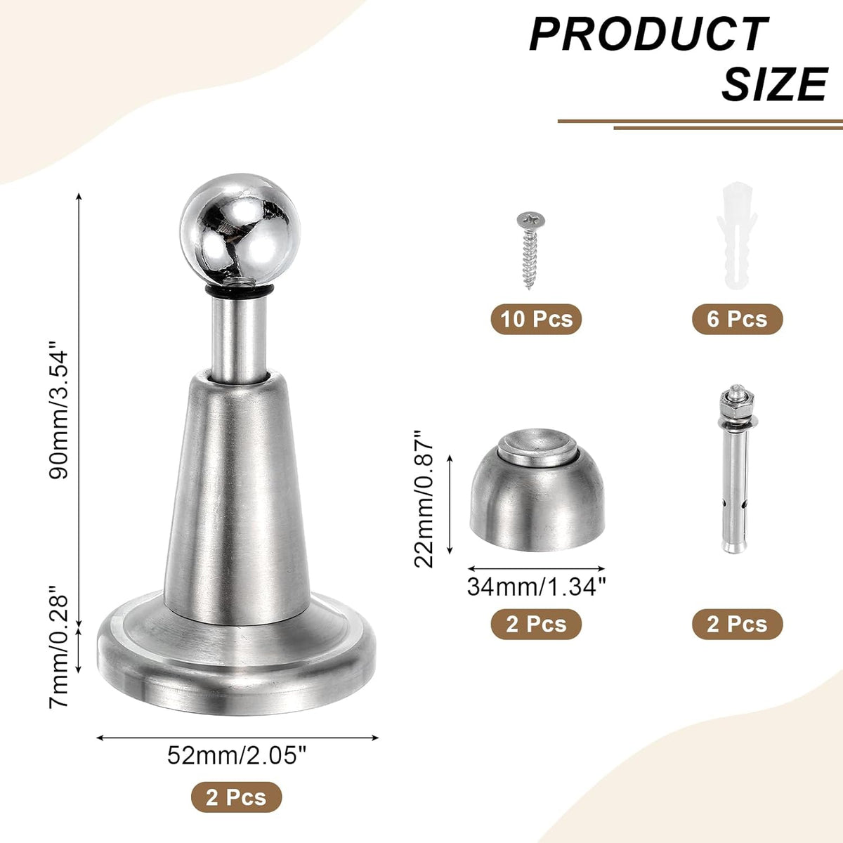 uxcell 2Pcs Magnetic Door Stopper, 304 Stainless Steel Magnetic Door Stop Catch, Soft-Catch Brushed