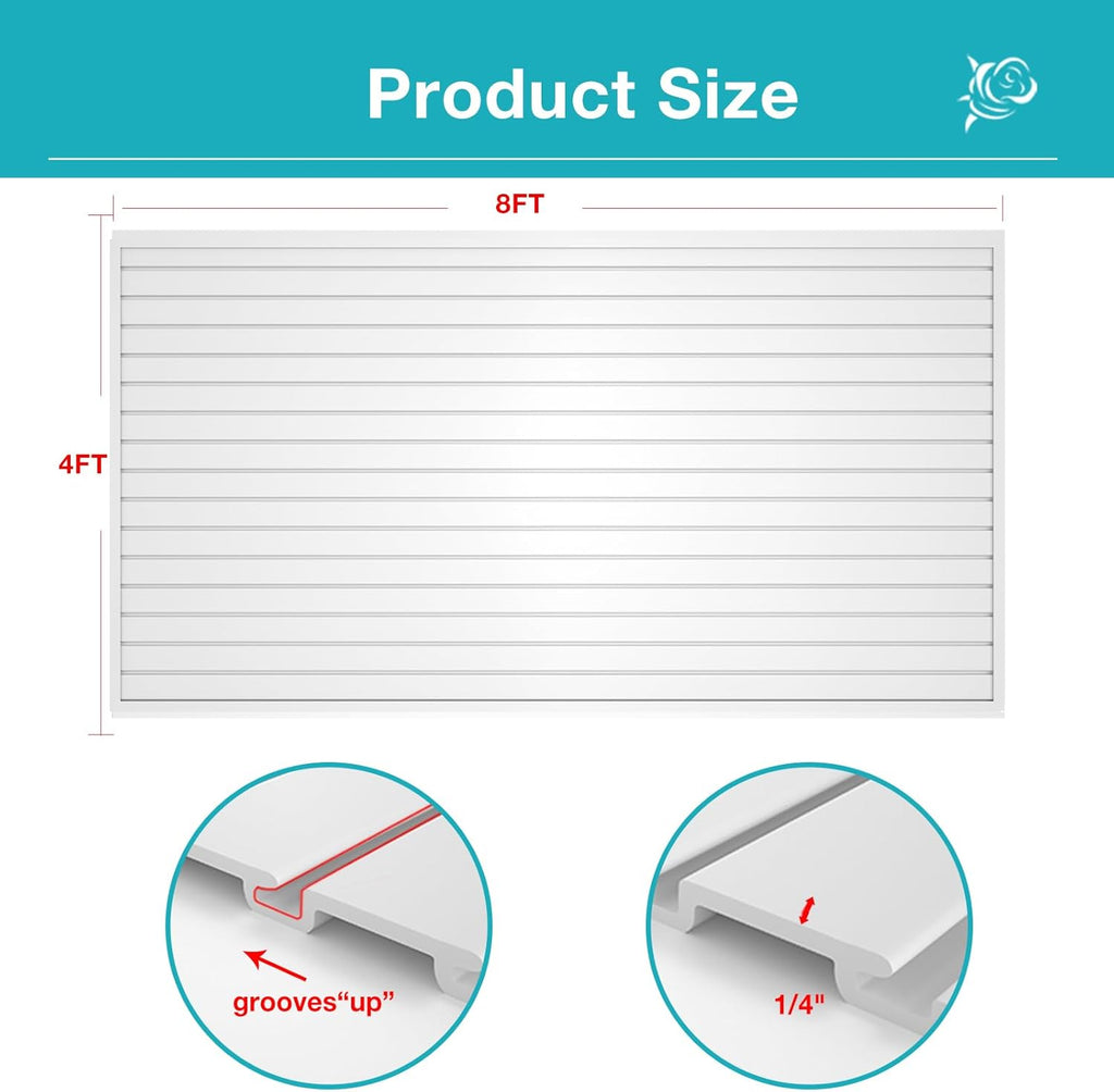 NeatiEase Slatwall Panel Wall Storage Systems, 4 x 8ft Slat Wall Paneling Garage Wall Organizer