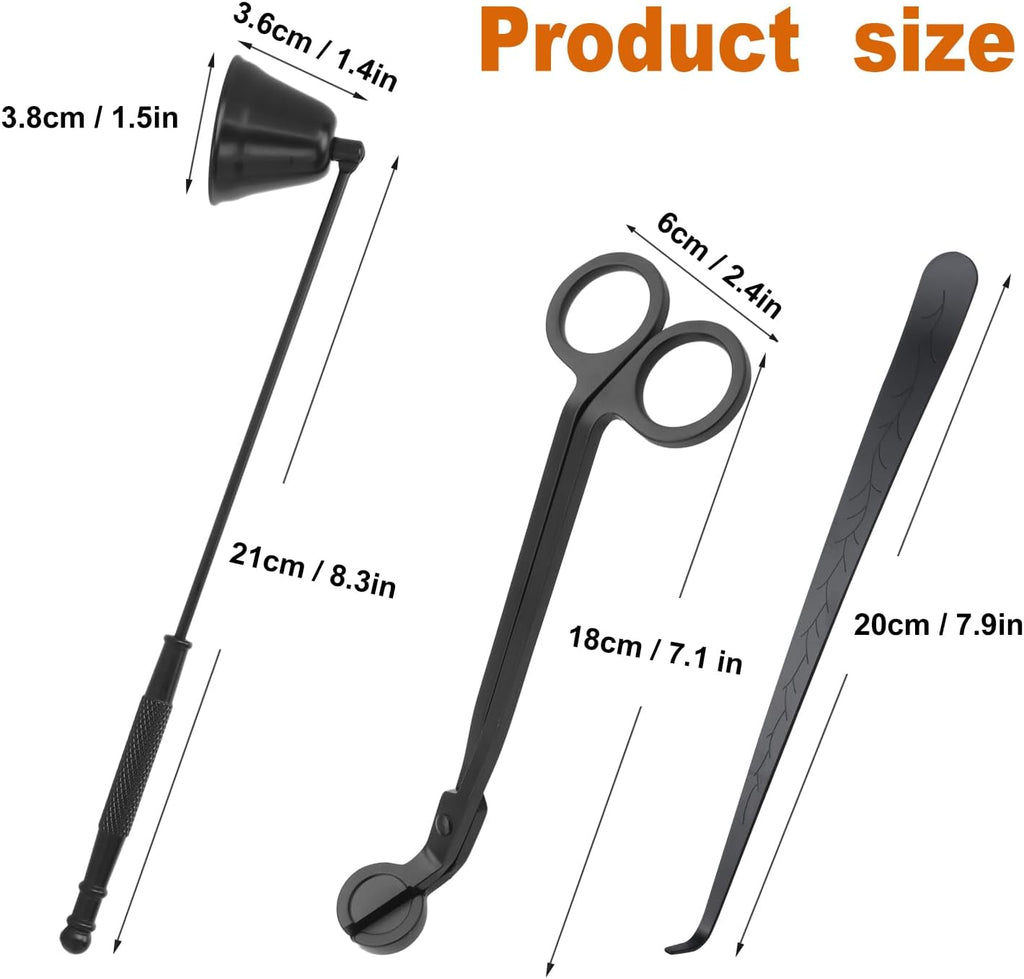 3 in 1 Candle Accessory Set(3 Set), Premium Candle Wick Trimmer, Candle Snuffer, Wick Dipper
