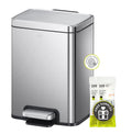 EKO Madison 6L / 1.6 Gal Bathroom Trash Can with Lid and Removable Inner Basket, Rectangular Small