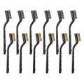 12PCS Mini Wire Brushes, Stainless Steel & Brass Brush Set, Curved Handle Scratch Brush for