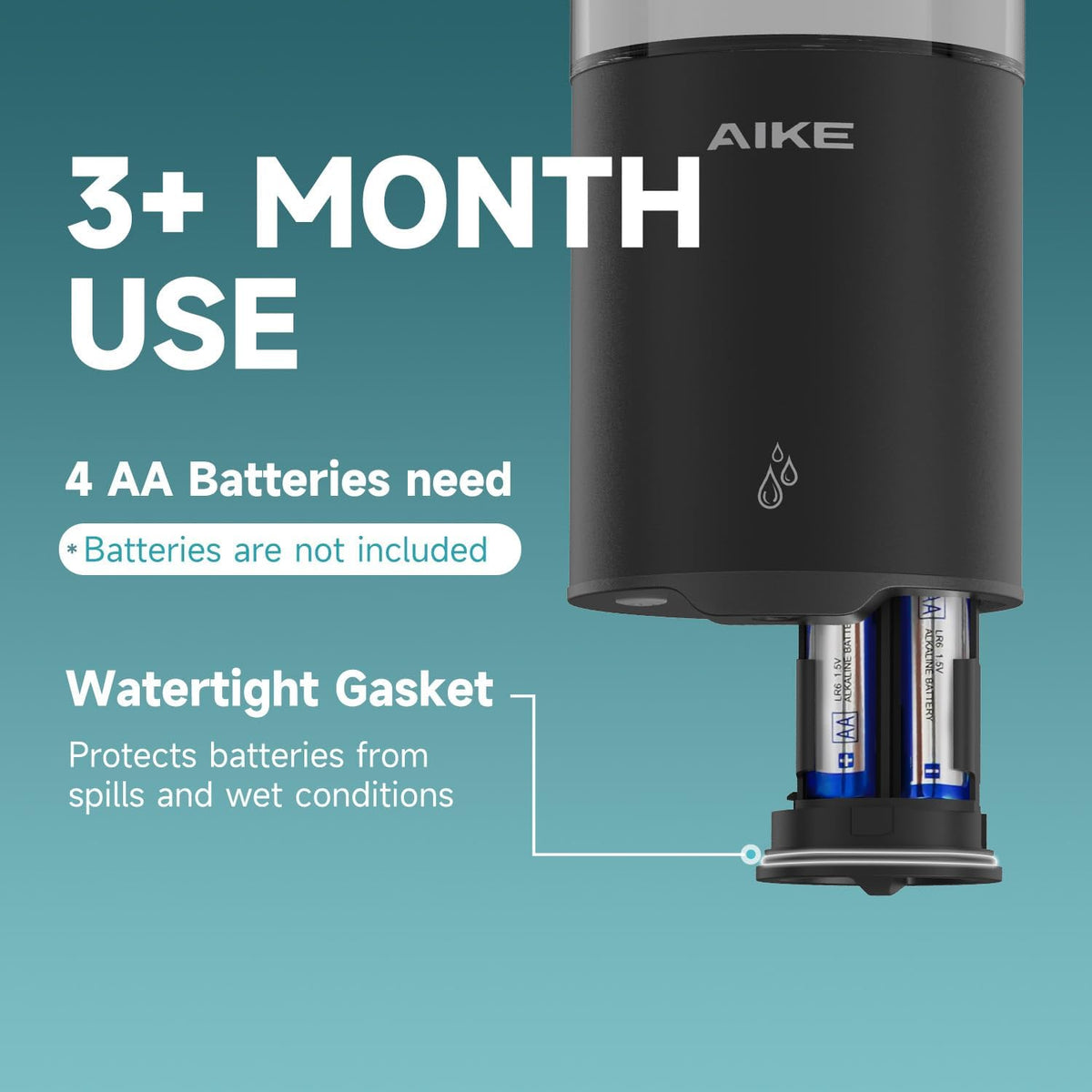 AIKE Automatic Soap Dispenser Wall Mounted for Kitchen and Bathroom, IPX7 Waterproof with Matte