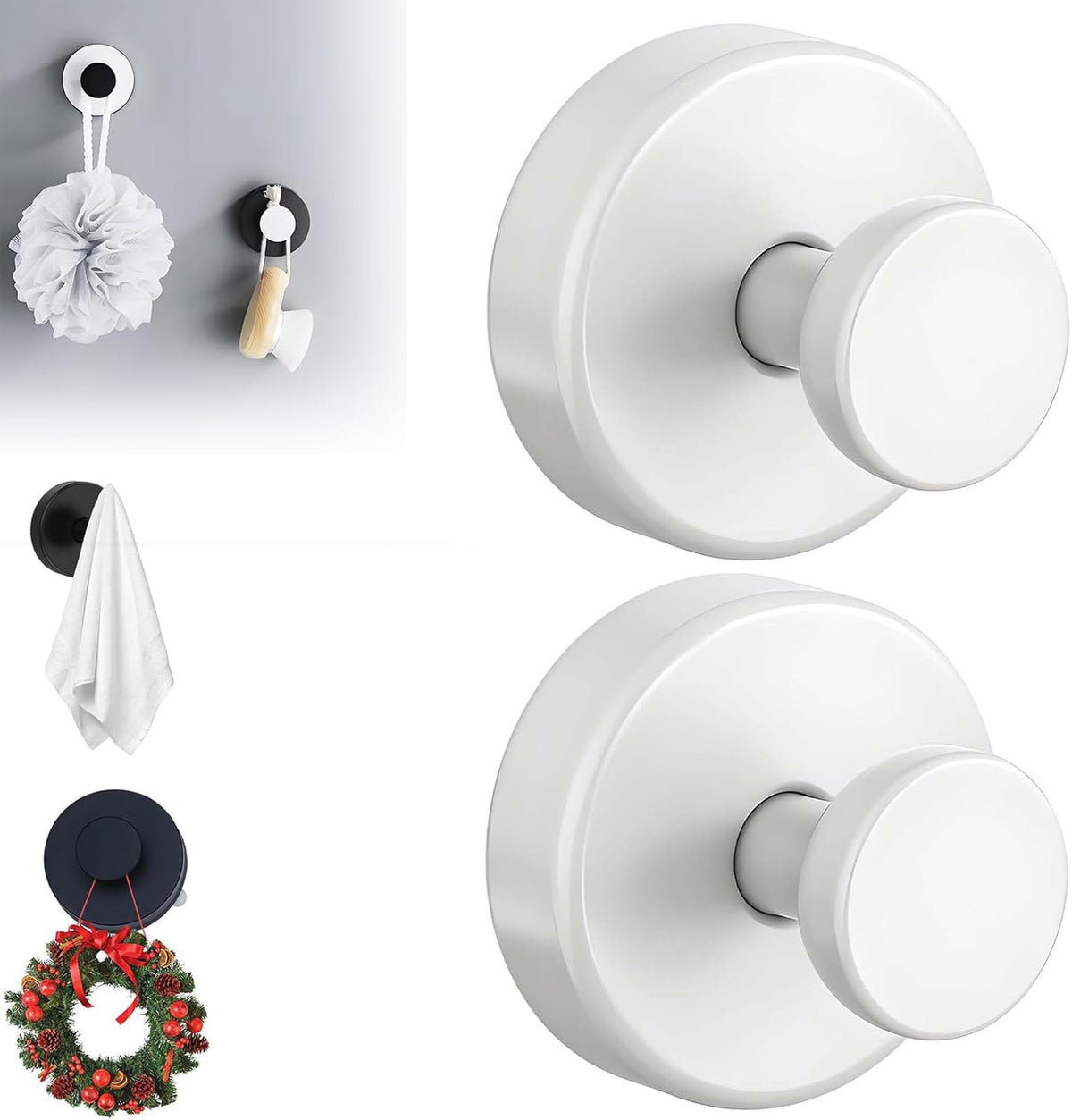 Suction Cup Hooks for Wreaths, 2025 New No Drill Suction Cup Hooks on Glass, Wreath Hanger for
