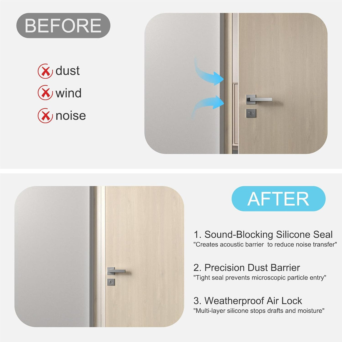 Heavy-Duty 20 ft x 2 in Weather Stripping, Extra Thick 2mm Door Draft Stopper Silicone Seal Strip