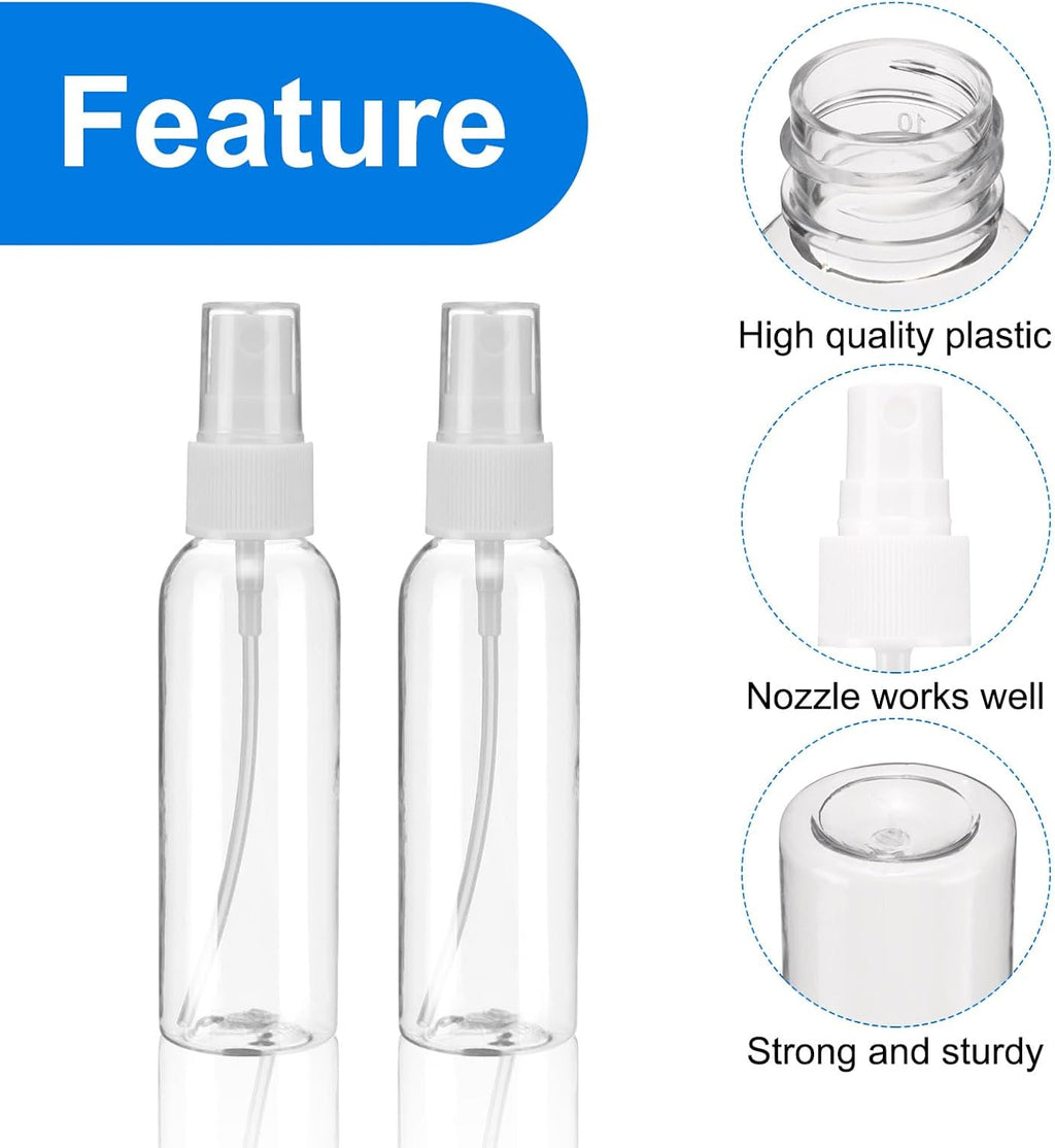 uxcell 10 Pack Spray Bottles, 2 Oz/60ML Clear Empty Mist Plastic Mini Travel Bottle Set,Small