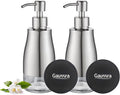 Gaussra 2 Pack Soap Dispenser with Coaster and Stickers, Stainless Steel Case Glass Liner Hand Pump