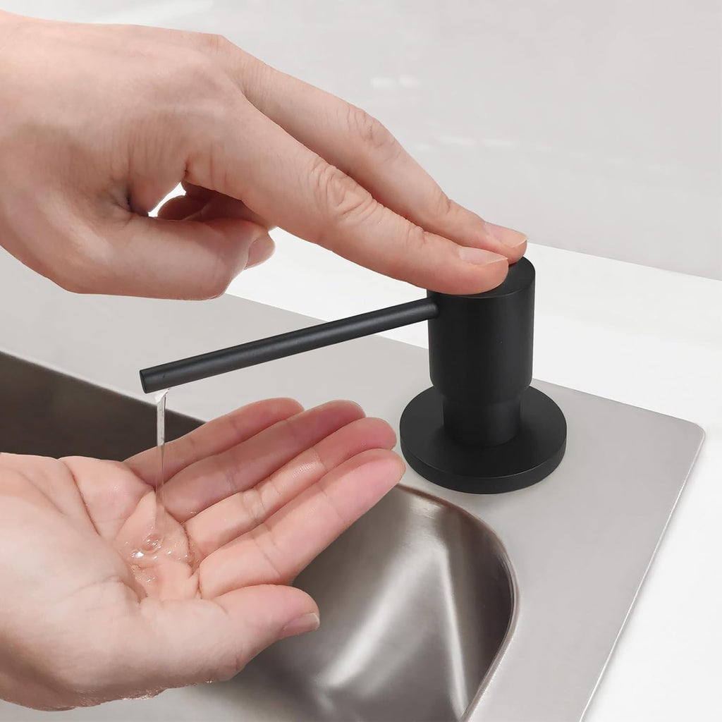Matte Black All Brass Soap Dispenser for Kitchen Sink Countertop Sink Soap Dispenser 17 OZ Bottle