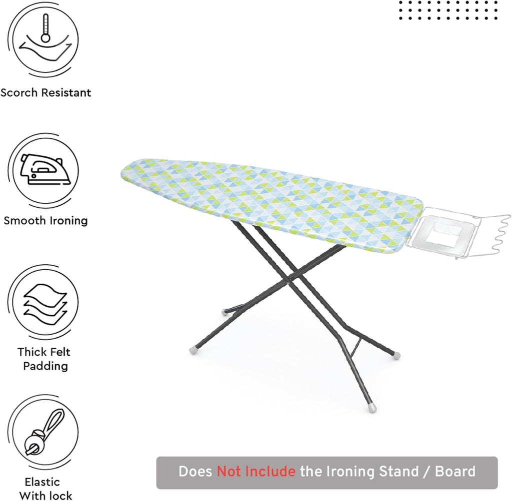 Encasa XO Ironing Board Cover and Pad - Thick 4mm Felt, Heat & Scorch-Resistant, Fits Medium Boards