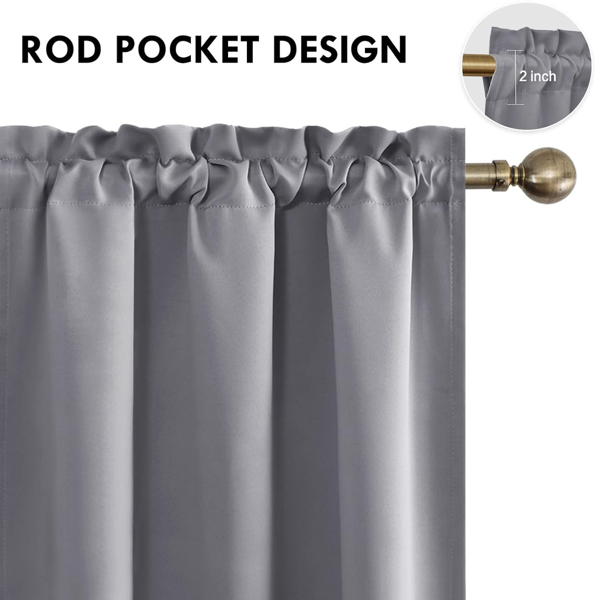 DWCN Short Grey Blackout Curtains for Small Window, Thermal Insulated Energy Saving Room Darkening