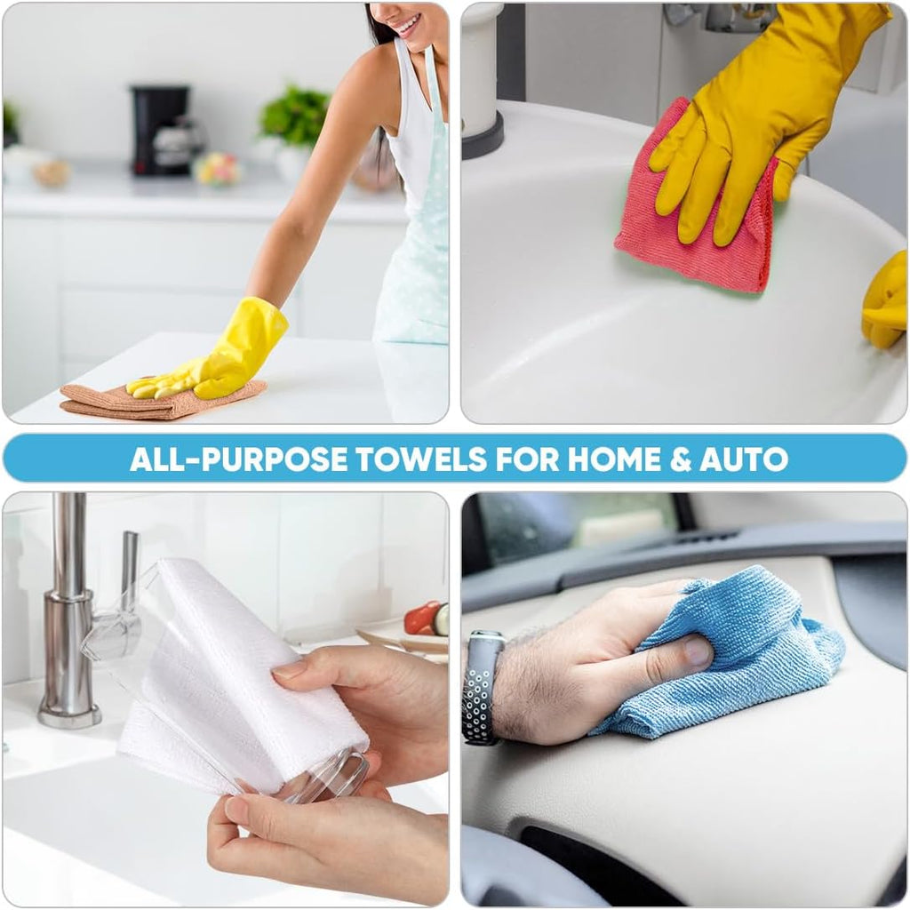 AIDEA Microfiber Cleaning Cloth 330 Sheets 6 Roll, Microfiber Towels for Cars, Shop Rags Washable