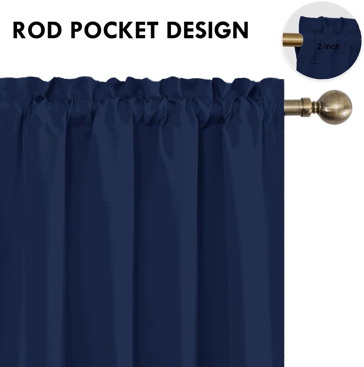 DWCN Navy Blue Blackout Curtains for Living Room 84 Inch Length 2 Panels Set Window Drapes Thermal