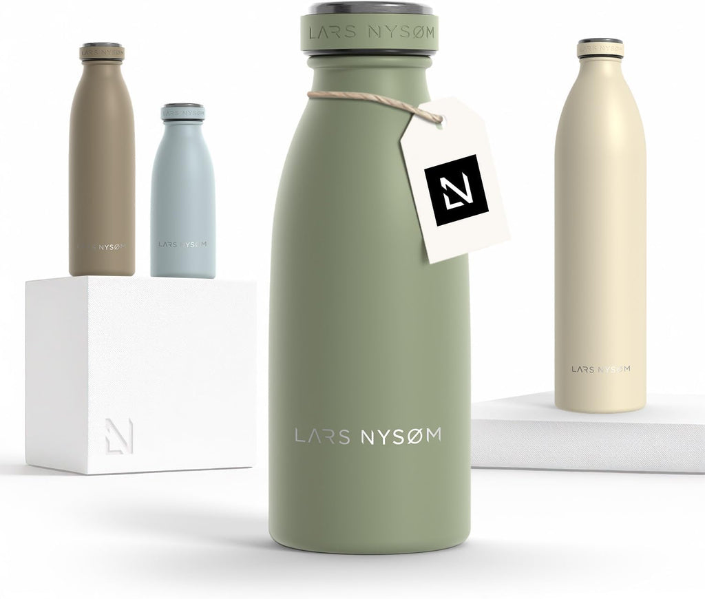 LARS NYSØM Stainless Steel Insulated Water Bottle 12oz 17oz 25oz 34oz 51oz | Insulated Thermo Flask