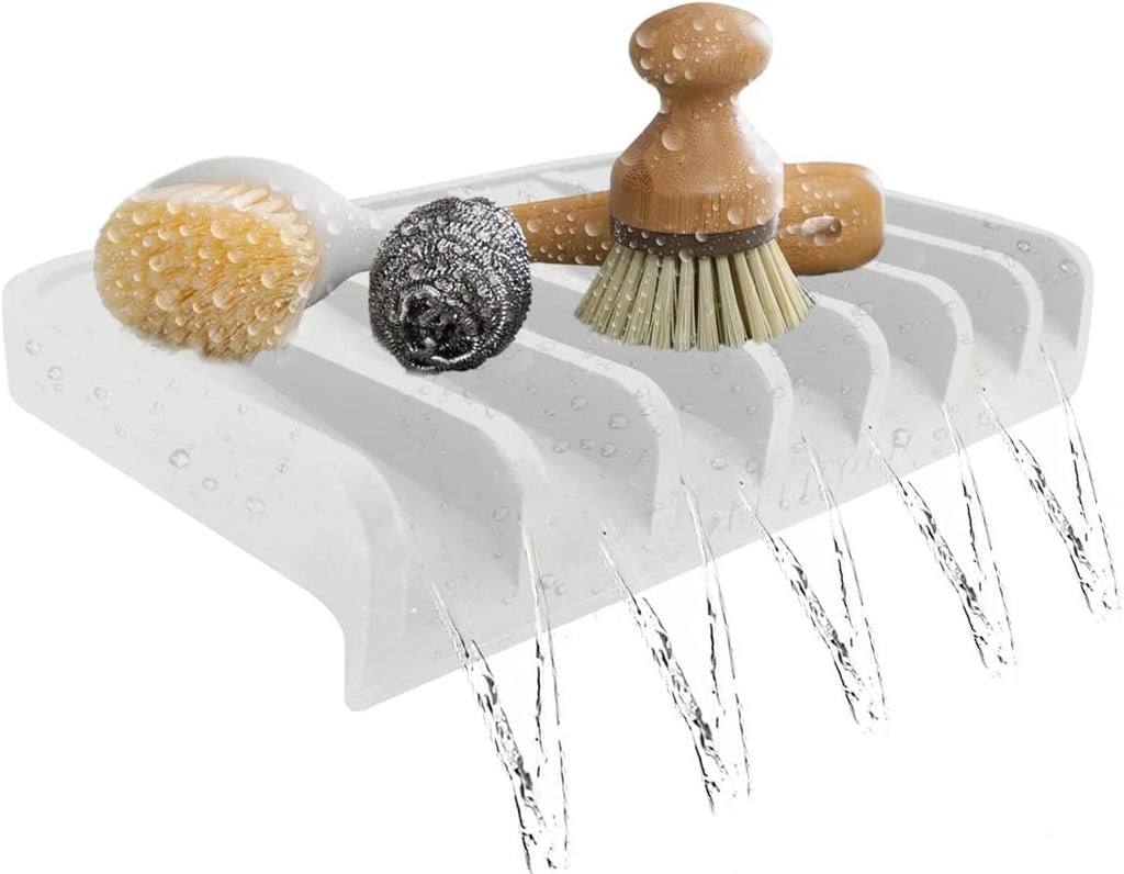 Effilogic Silicone Sponge Holder – Self-Draining Kitchen Sink Organizer, Quick Dry Mat and Counter