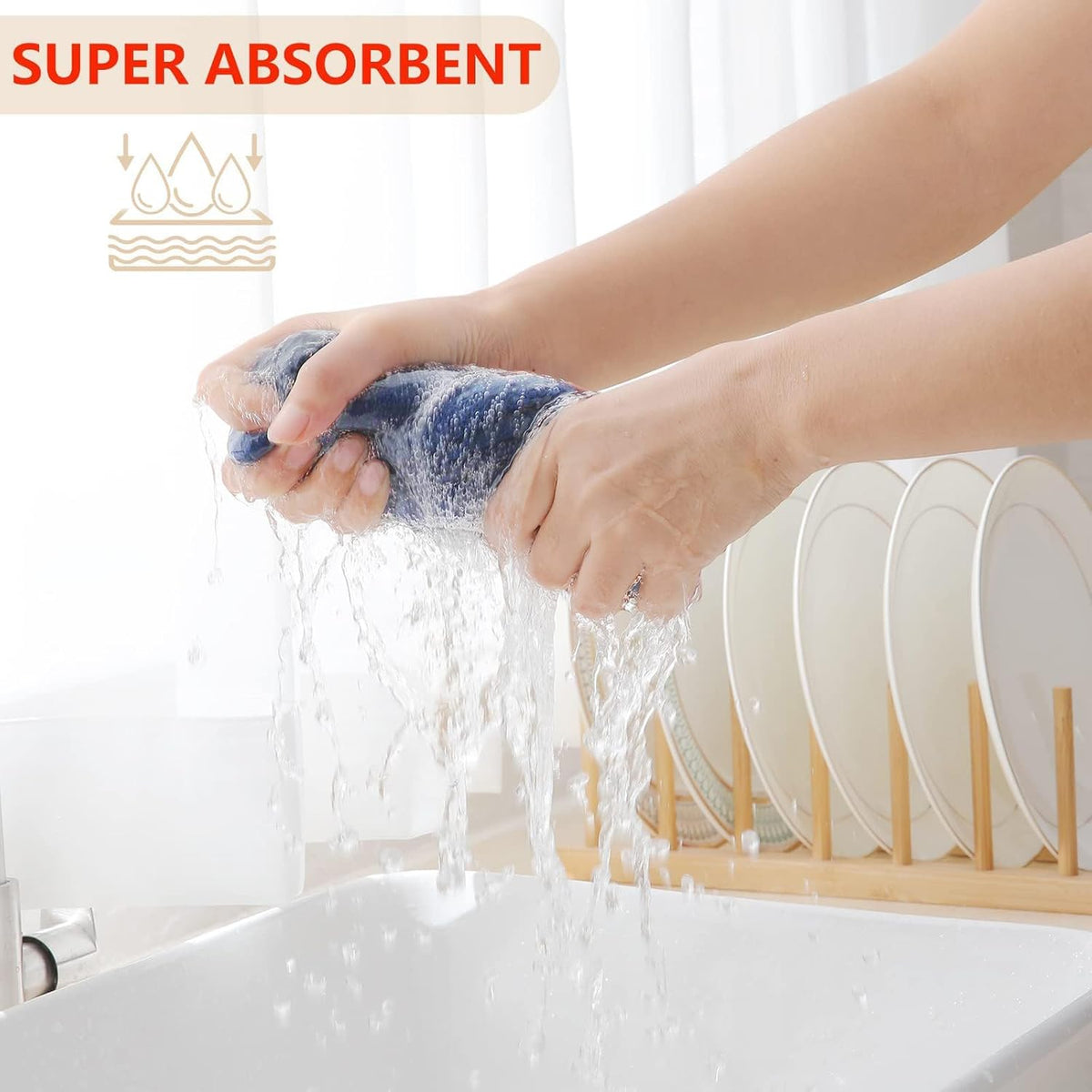Homaxy 100% Cotton Waffle Weave Kitchen Dish Towels, Ultra Soft Absorbent Quick Drying Cleaning