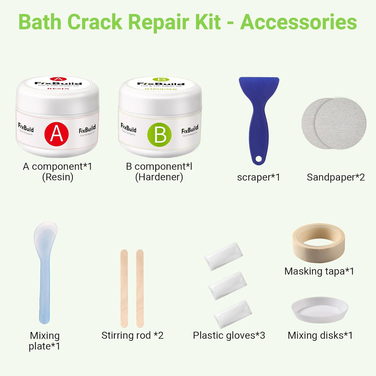 Tub Repair Porcelain Repair Kit, Crack Repair Kit for Bathtubs, Sinks, Marble, Tiles, White