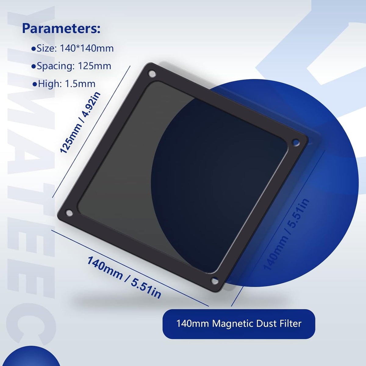 Dust Filter PC 140mm for Computer Cooler/PSU/Routers Nylon 80 Mesh, Magnetic Frame PC Fan Dust Mesh