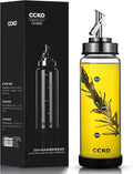 Glass Olive Oil Dispenser Bottle with Stainless Steel Spouts - Shatterproof 350ml Cooking Oil &