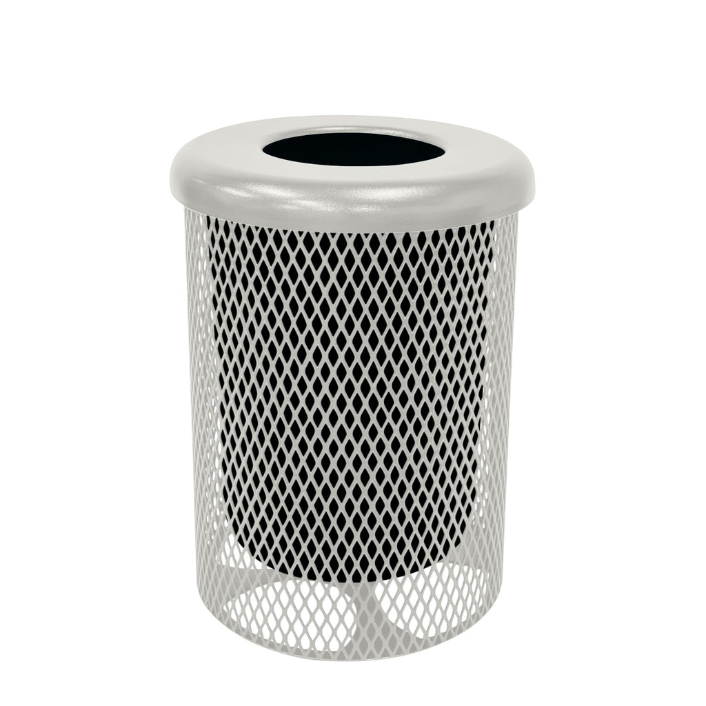 COATEDOUTDOORFURNITURE RFT-Gry Heavy Duty Round Trash Receptacle with Flat Top, Liner Included, 32