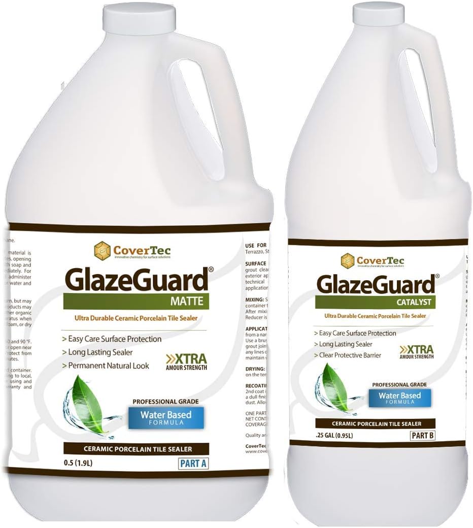 CoverTec GlazeGuard Matte Natural Look Ceramic, Porcelain Tile Grout Sealer, Flat Finish, 2 Part