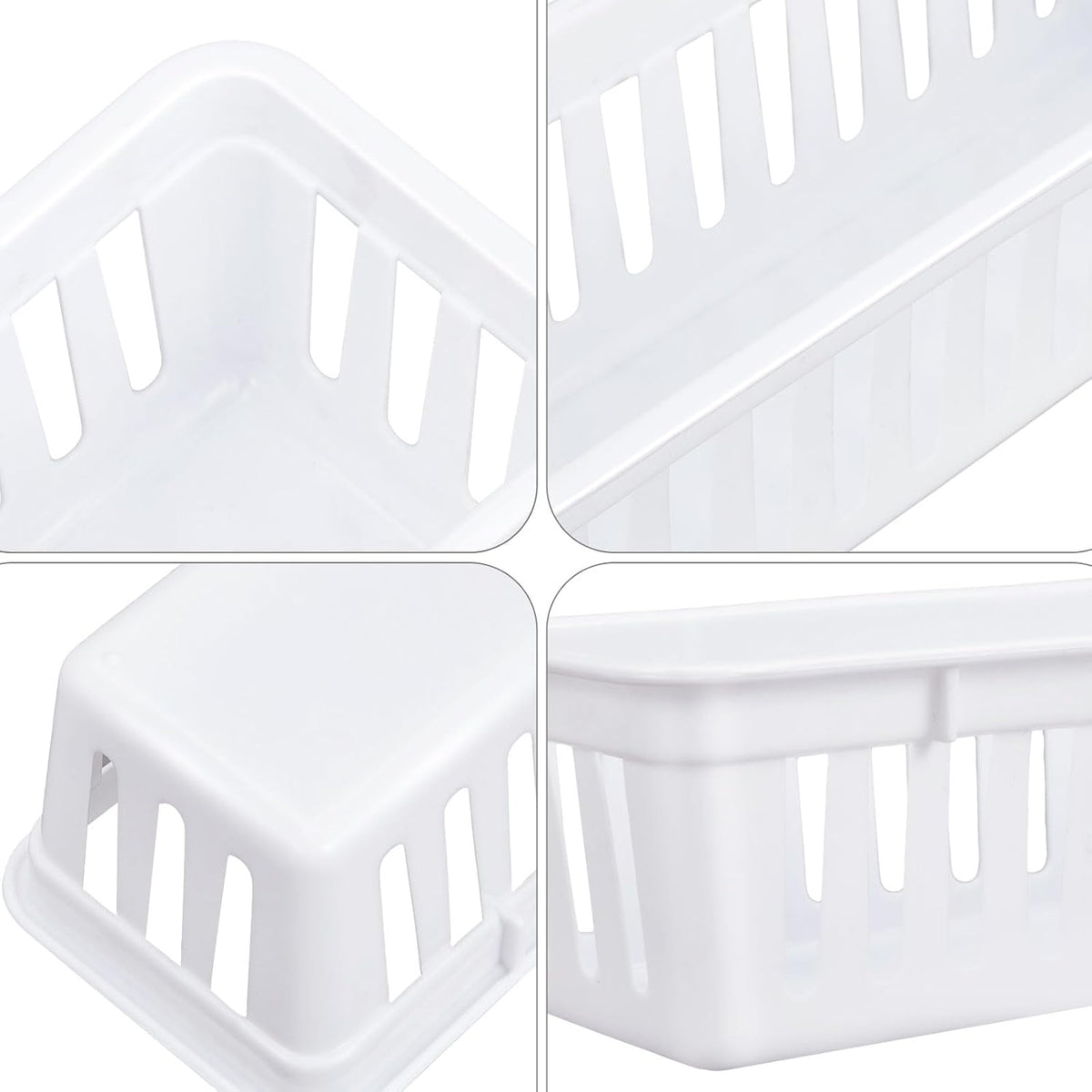 Domensi 12 Pack Slim Plastic Storage Baskets Tray for Organizing 10.25 x 3.25 x 2.5 Inch Small