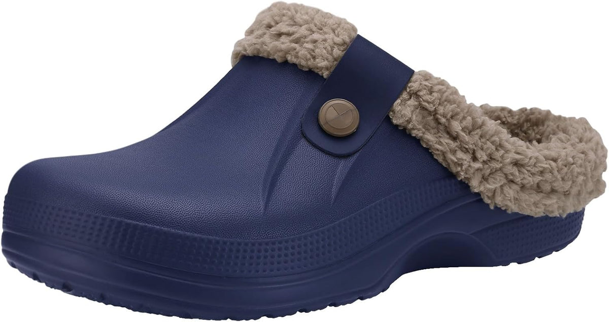 Beslip Classic Fur Lined Clogs Waterproof Winter Fuzzy Slippers for Women Men Indoor and Outdoor