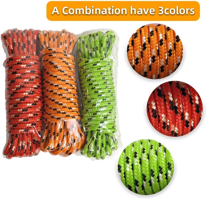 Diamond Braided Polypropylene Rope Nylon Rope Mix Thick Heavy Duty Ropes 1/4 inch 25ft High