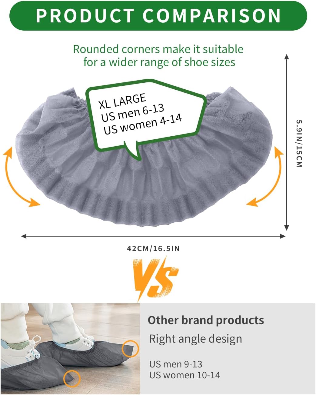 100Pcs(50 Pairs) Non-Woven Shoe Covers Disposable Non Slip for Indoors, Breathable | Durable | Boot