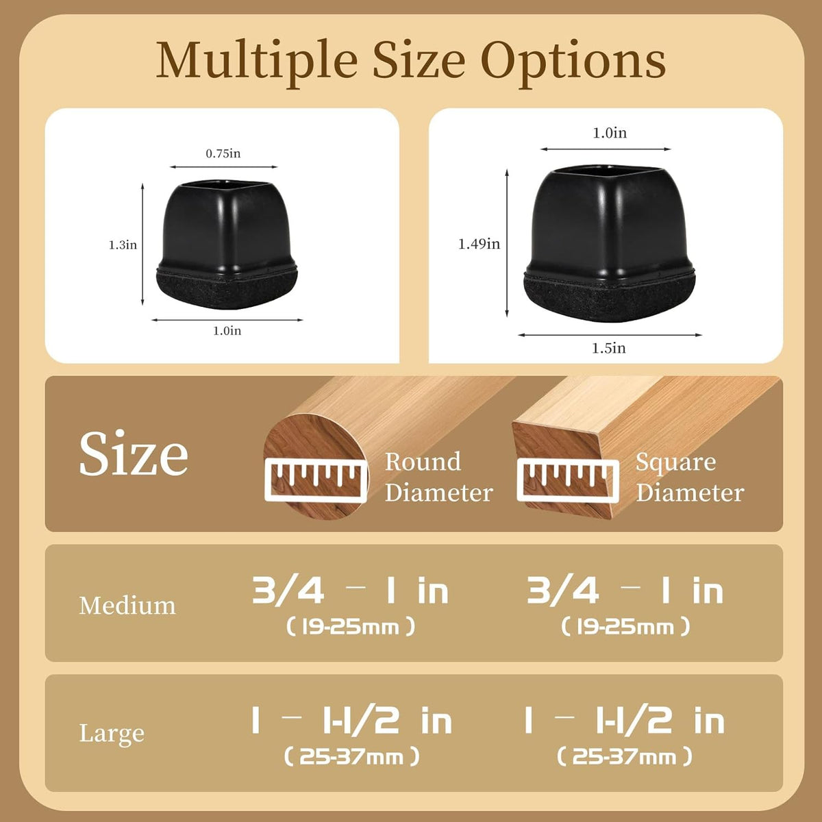 Square Chair Leg Floor Protectors Large 24Pcs,Silicone Chair Leg Protectors for Hardwood