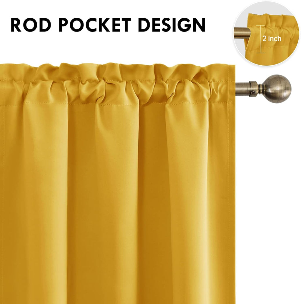DWCN Yellow Room Darkening Blackout Curtains - Thermal Insulated Privacy Energy Saving Window