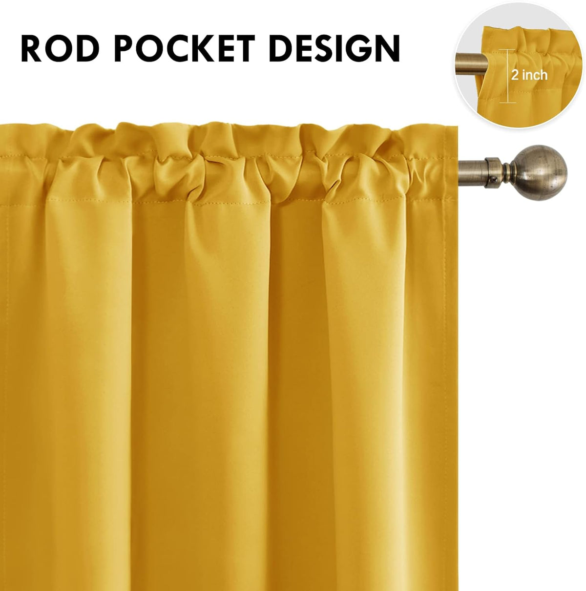 DWCN Yellow Room Darkening Blackout Curtains - Thermal Insulated Privacy Energy Saving Window
