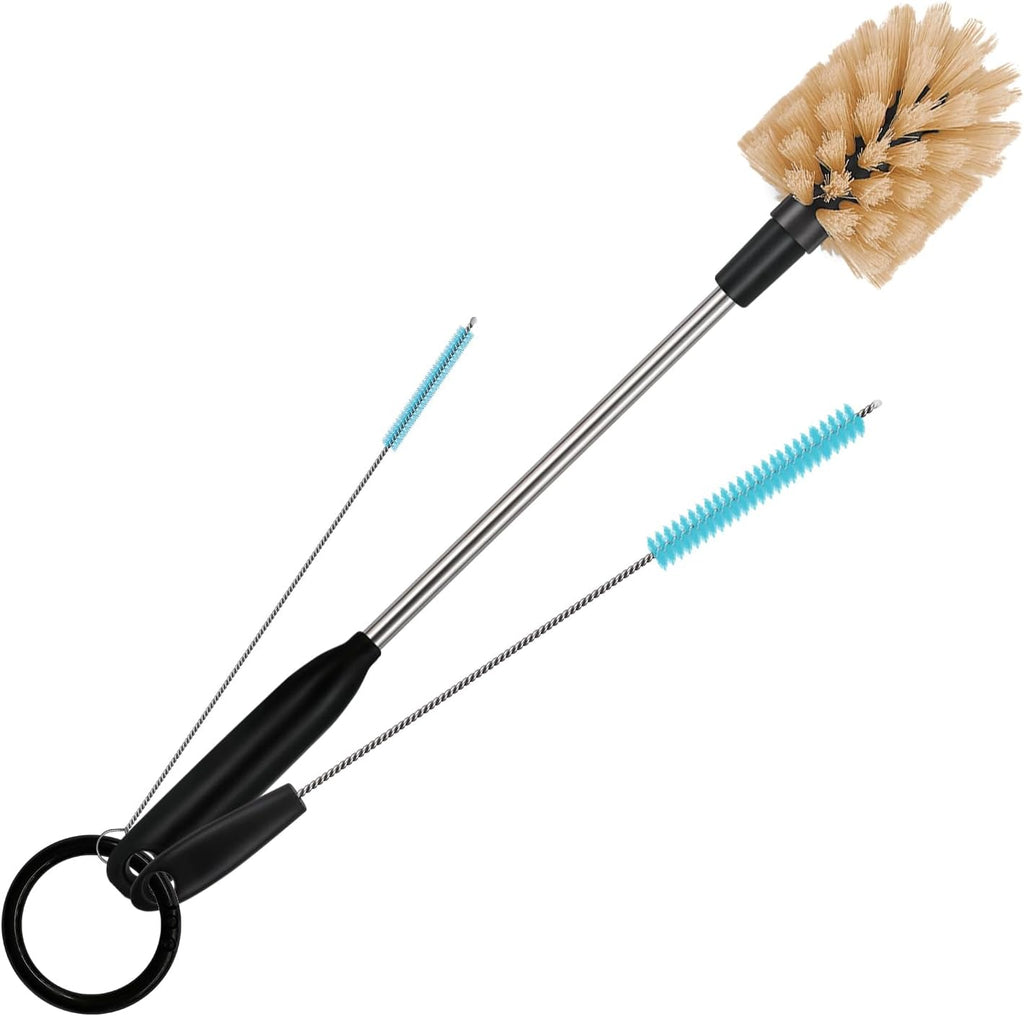 3 in 1 Stainless Steel Long Handled Water Bottle Brush Set, Kitchen Scrubber Cleaning Brush for