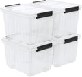 Zopnny 50 Quart 4 Pack Plastic Storage Container with Lid, Wheeled Clear Storage Latch Boxes