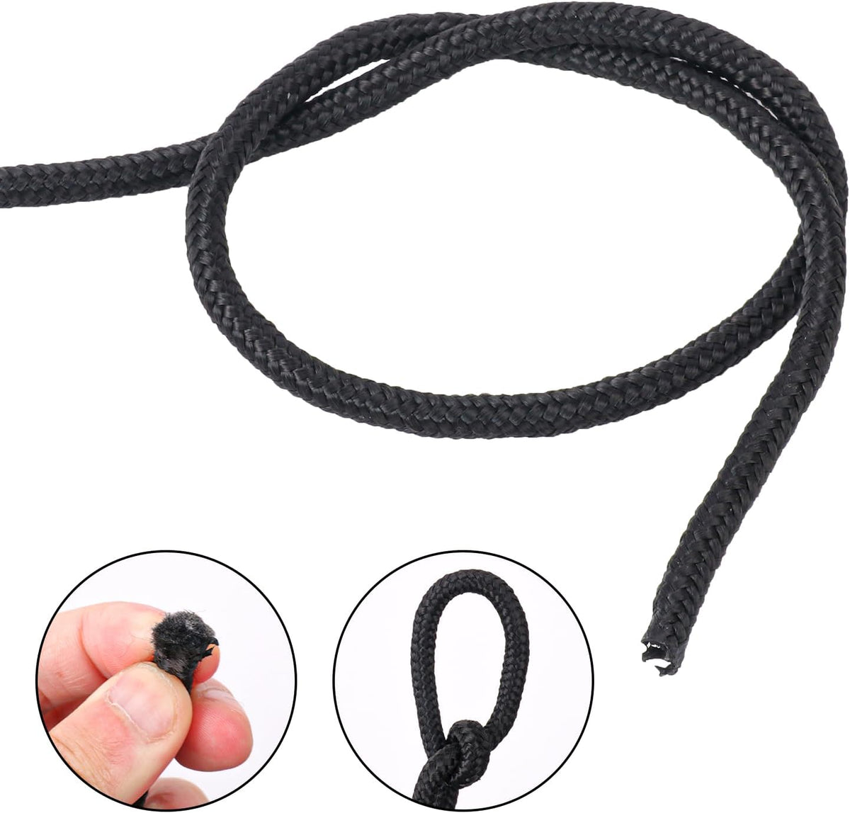 328 Feet 1/4 Inch Black Polyester Rope, 6mm Polypropylene Utility Rope for Kayaking, Camping, Home