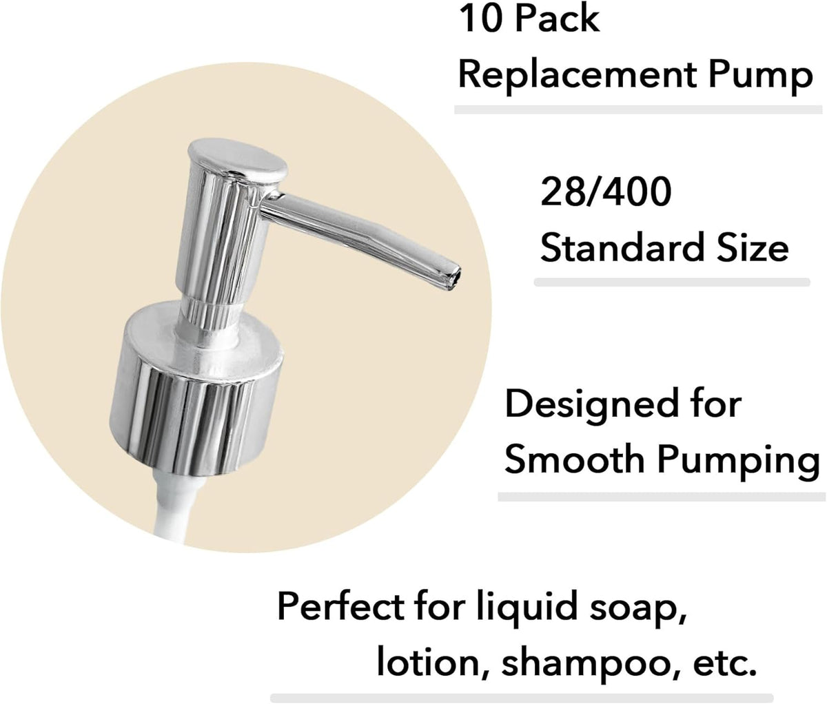 Soap Dispenser Pump Head Replacement 10 Pack, 28/400 Threads Standard Size, for Bathroom and