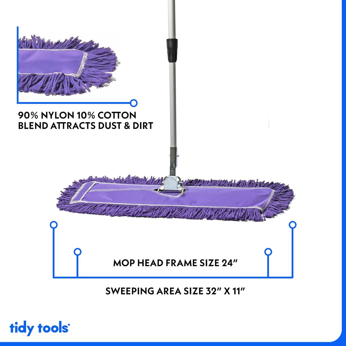 24 Inch Purple Commercial Dust Mop & Floor Sweeper with Extendable Handle – Mop for Hardwood, Tile