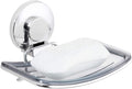 LEVERLOC Chrome Suction Cup Soap Dish Holder for Shower Wall Drill-Free Rustproof Waterproof Wall