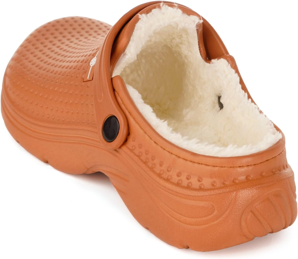 Womens Mens Fur Lined Clogs Waterproof Garden Shoes Winter Warm Fleece Lining Fuzzy House Home