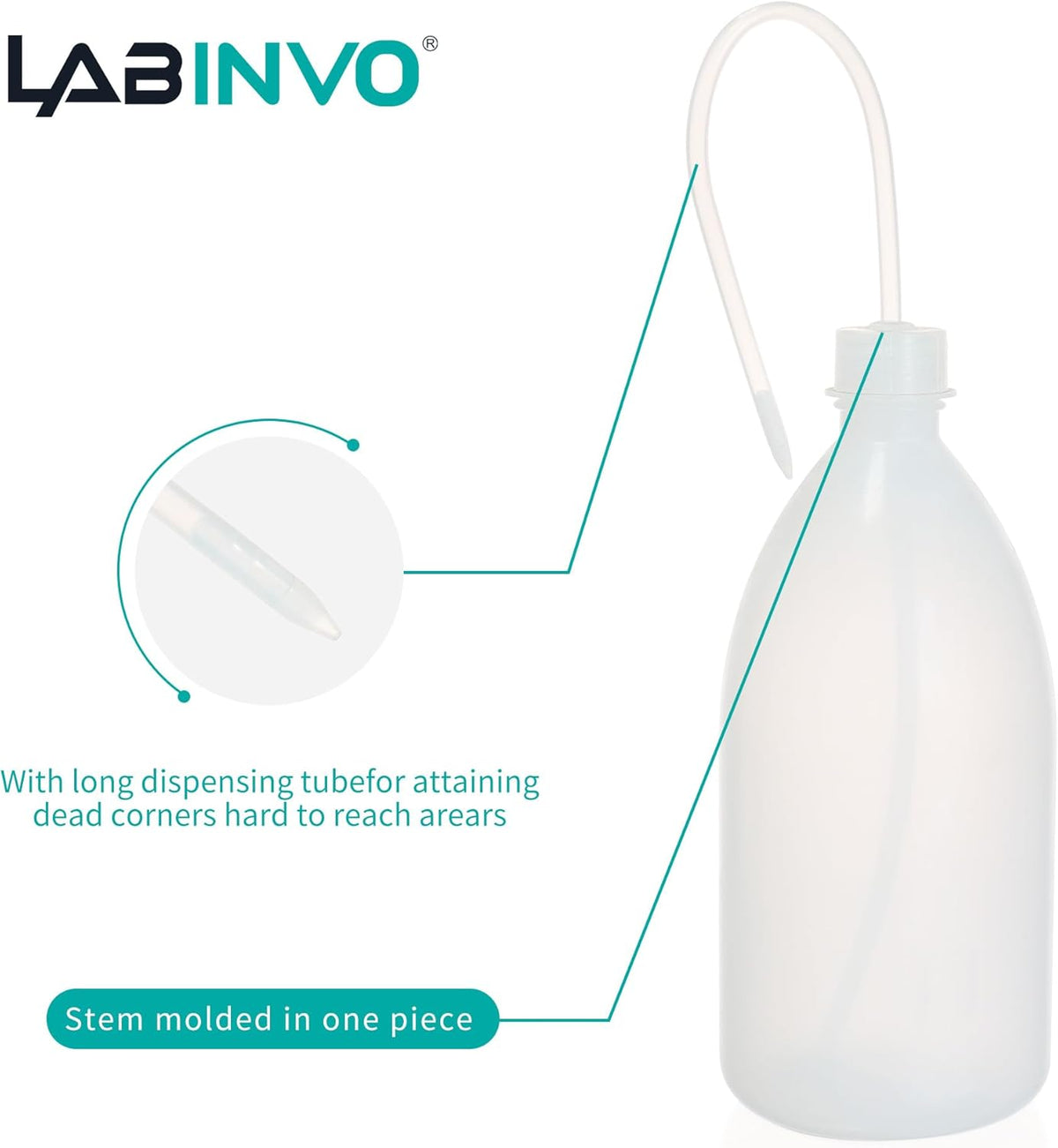 4pcs of Economy Wash Bottles, Vol.1000ml (34oz), Narrow-Mouth Squeeze Bottles Bottles, LDPE