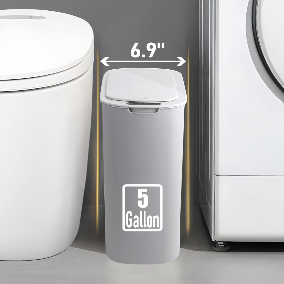 5 Gallon Motion Senor Bathroom Trash Can with Lid, Automatic Garbage Can Touchless, Smart Plastic