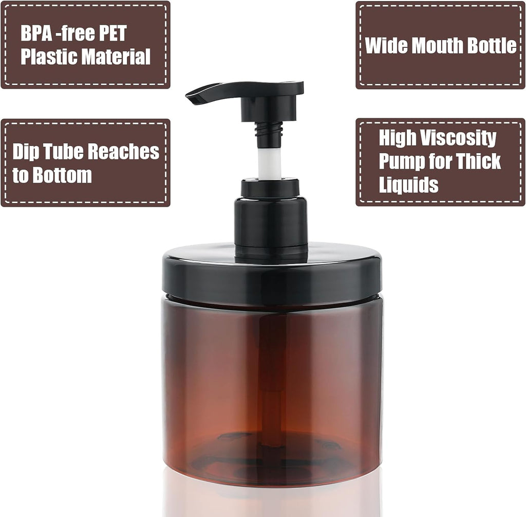 Cosywell Pump Bottle Dispenser Shampoo and Conditioner Dispenser 2 Pack 16.9oz/500ml Wide Mouth